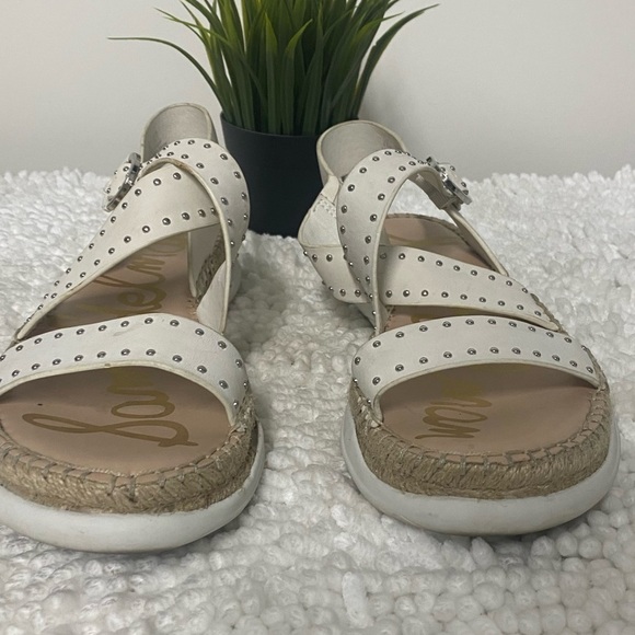 Sam Edelman Janette Sandals, White Leather and Silver, 9.5 - Picture 12 of 12